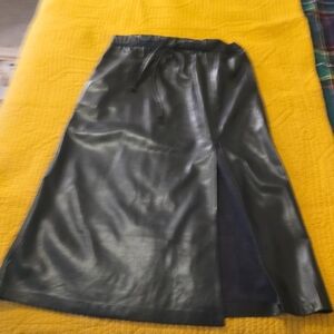 Elan Shiny Black Midi Skirt